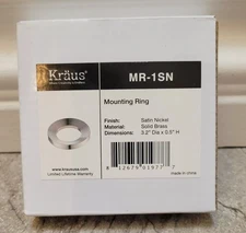 New KRAUS Mounting Ring Bathroom Vessel Sink Hardware Steel Bath Chrome NIB