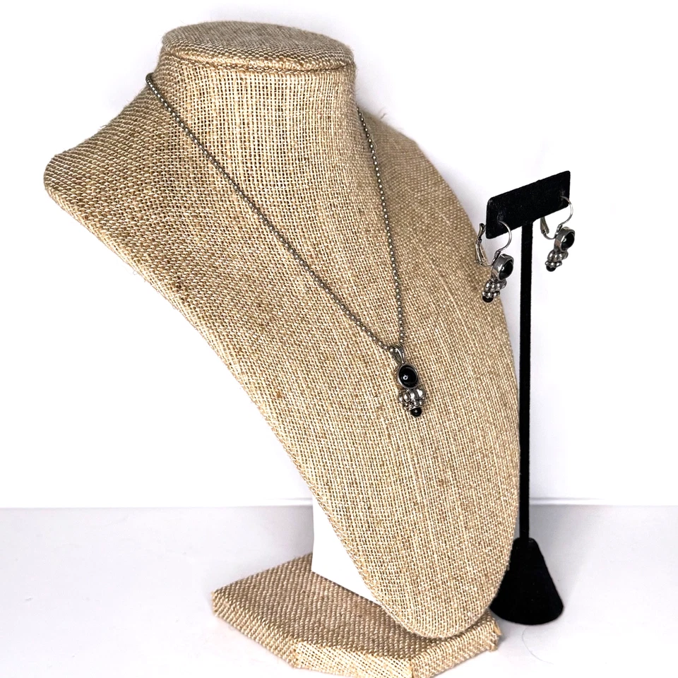 Premier Designs ожерелье и серьги комплект черный камень серебристого тона - Изображение 3 из 4