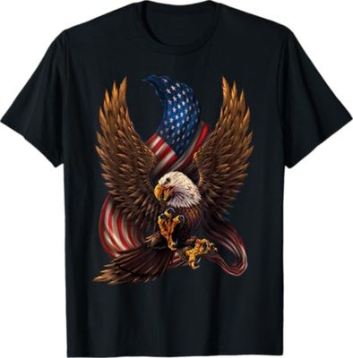 Patriotic American Design with Eagle and Flag T-Shirt Small