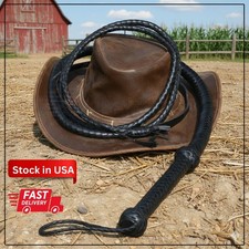 Cow Hide Leather BULLWHIP 04 to 16 Ft Black 12 Plaits Indiana Jones Whip