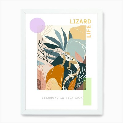 Moderne abstrakte Eidechse Illustration gerahmtes Wandbild Poster Leinwanddruck Bild