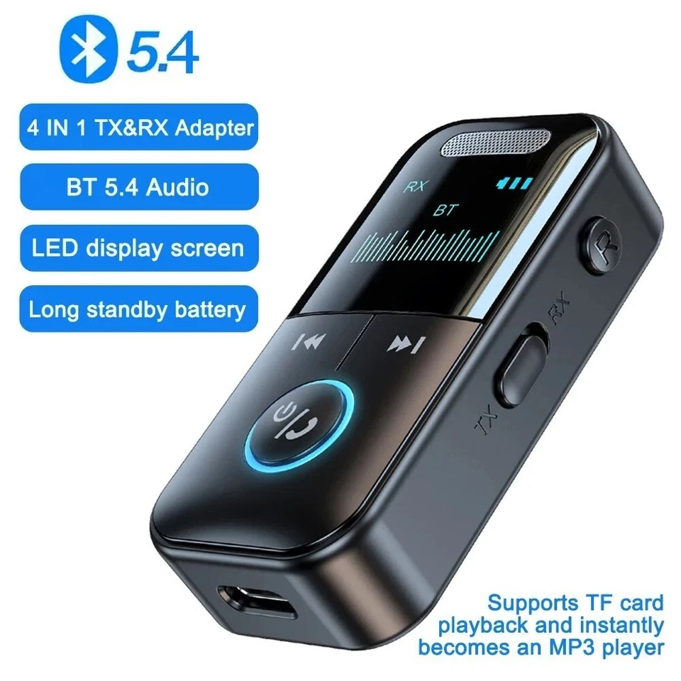 4In1 Bluetooth Audio Adapter Wireless Receiver Transmitter MP3 Player 3.5mm Aux - Image 3 of 4