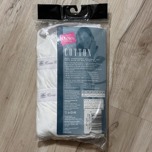 Vtg 90s Hanes Her Way Cotton Hi-Cut Underwear White Size 8 ( 3 Pair Pack) - Picture 3 of 5