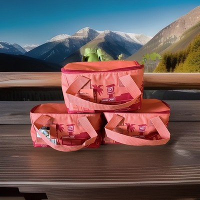 Set of 2 Trader Joe's MINI INSULATED LUNCH TOTE BAGS - Peach