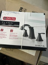 Delta Flynn Two Handle Wide-Spread High Arc Bathroom Faucet Matte Black