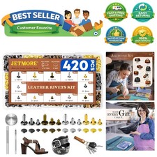 Complete Leather Rivet Kit: 420 Sets, 4 Colors, and 3 Essential Tools Included