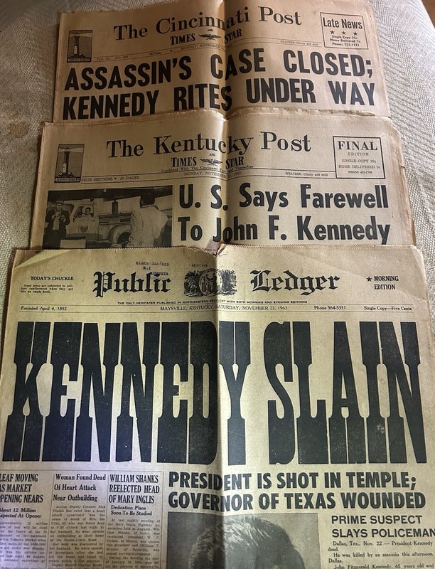 Kennedy Assassination Headlines From Ky. (3) 2 - 11/25/63 & 1 - 11/23/63