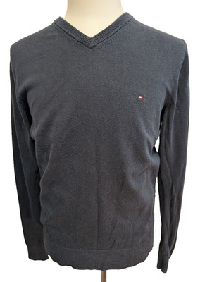Tommy Hilfiger Pullover - V-Ausschnitt - Marineblau - Premium Cotton - Größe M
