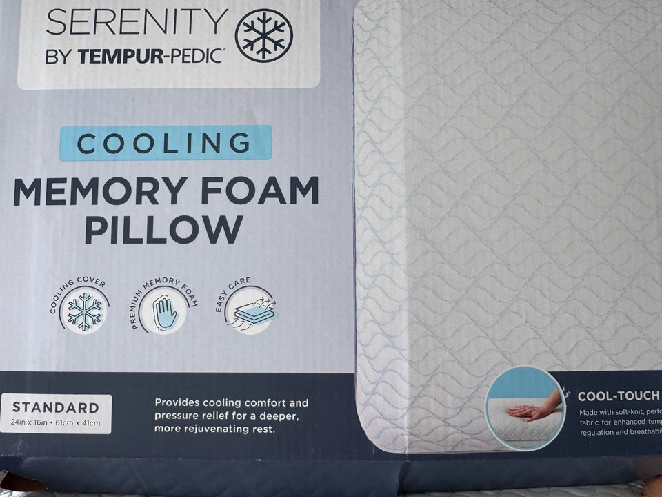 Almohada de espuma viscoelástica Tempur-Pedic Serenity REFRIGERACIÓN estándar 24x16 pulgadas Foto 2 de 4