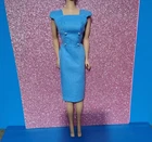 Vintage Look Barbie Dress, Sheath With Matching Buttons, Baby Blue
