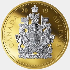 2019 Canada 50c Big Coin: Coat Of Arms -  5 Ounce Fine Silver Coin