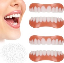 2 Pair False Teeth Veneers Top and Bottom Instant 1 count (Pack of 4)