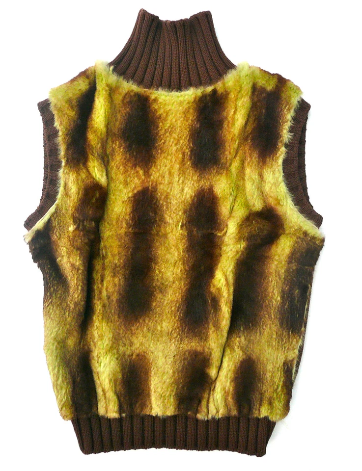 Lime Fur Sleeveless MOCK NECK Sweater Philosophy ALBERTA FERRETTI KNIT Leather - Image 2 of 4