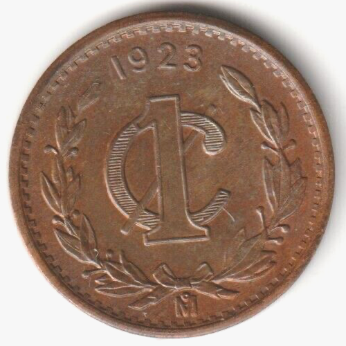 1923-Mo Mexico Centavo Nice Original AU/Unc. KM-415 - Picture 1 of 2