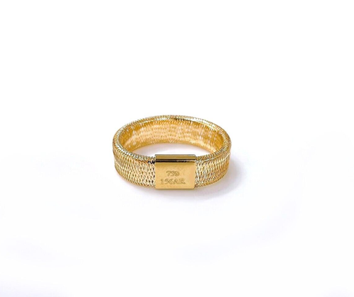 Anello Elastico a Molla Taglia Unica in ORO 18 KT 750% List 185€ - Imagen 5 de 5