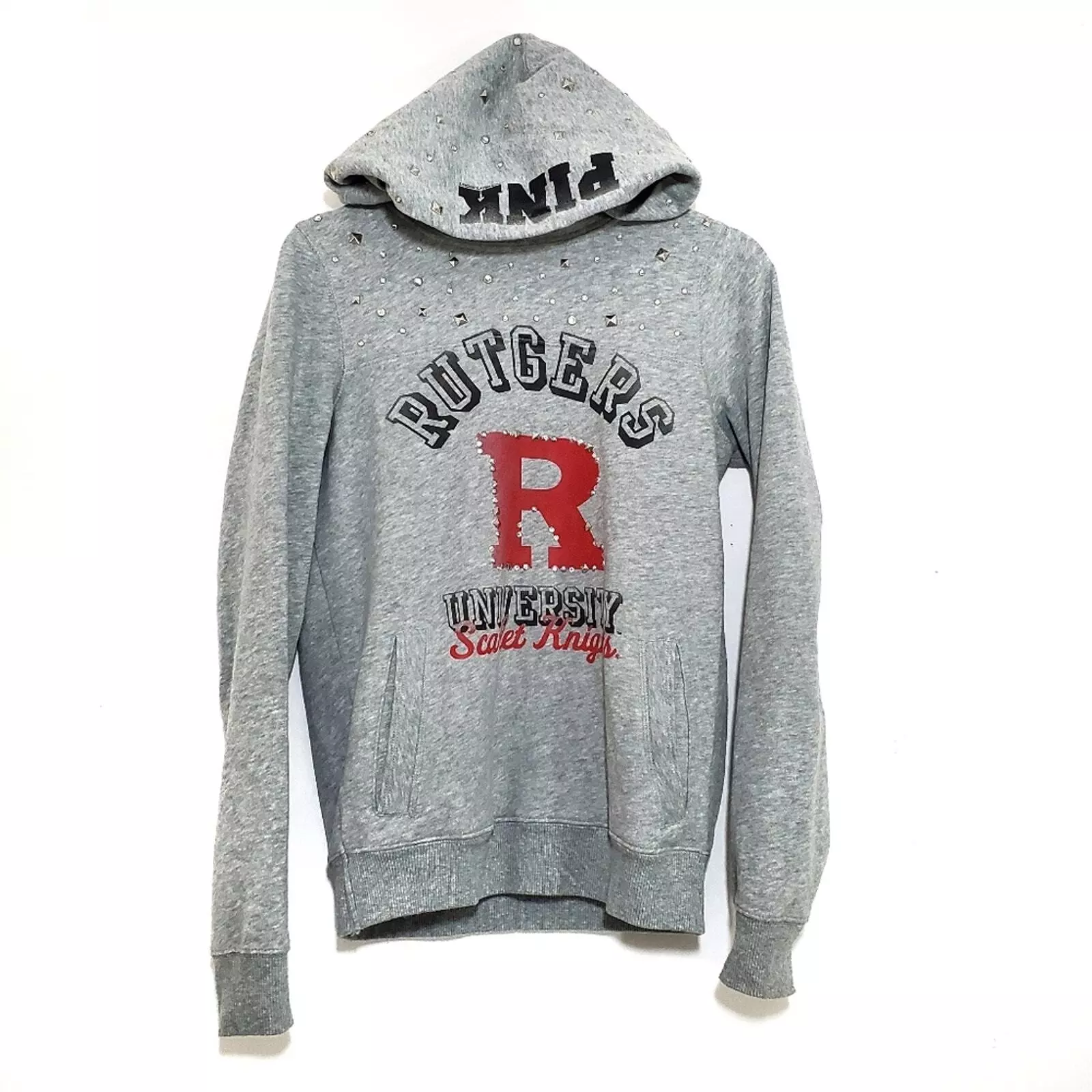 victoria-secret-vs rutgers collegiate collab studded hoodie