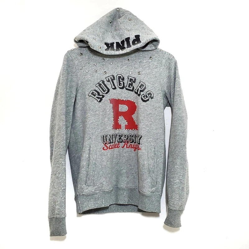 victoria-secret-vs rutgers collegiate collab studded hoodie