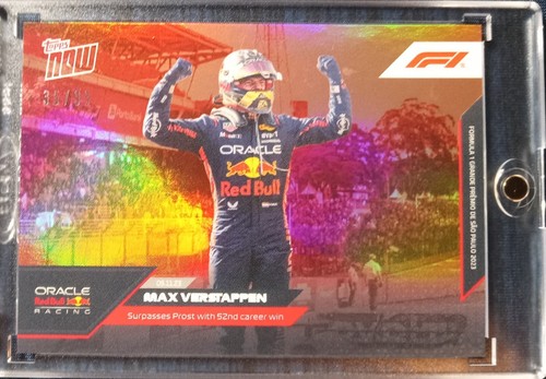 Max Verstappen /99 2023 Topps Now MAX SURPASSES PROST w/ 52nd CAREER WIN RED #65 - Picture 4 of 8