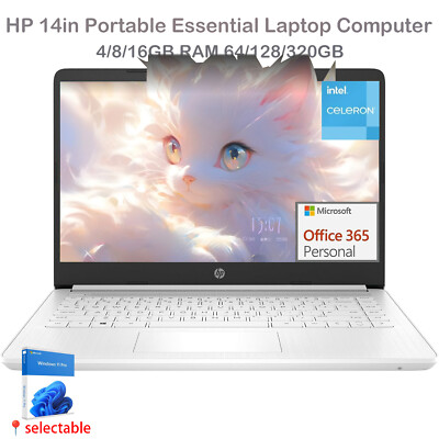 HP Essential Laptop 14''HD Intel Celeron N4120 UpTo 16GB RAM 320GB SSD+win 11 pro