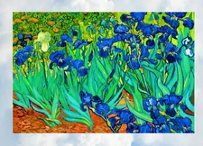 Van Gogh Irises WINDOW CLING Size 10.6" Repositionable Vinyl