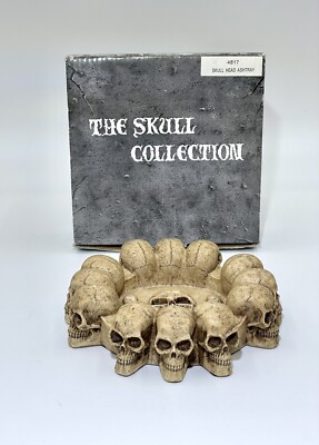 Vintage Skull Candy Dish 3D Cross Impaled Skull Resin Ashtray 6