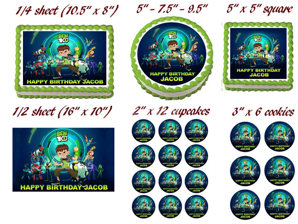 Imagen de adorno de pastel comestible de fiesta BEN 10 Foto 2 de 2