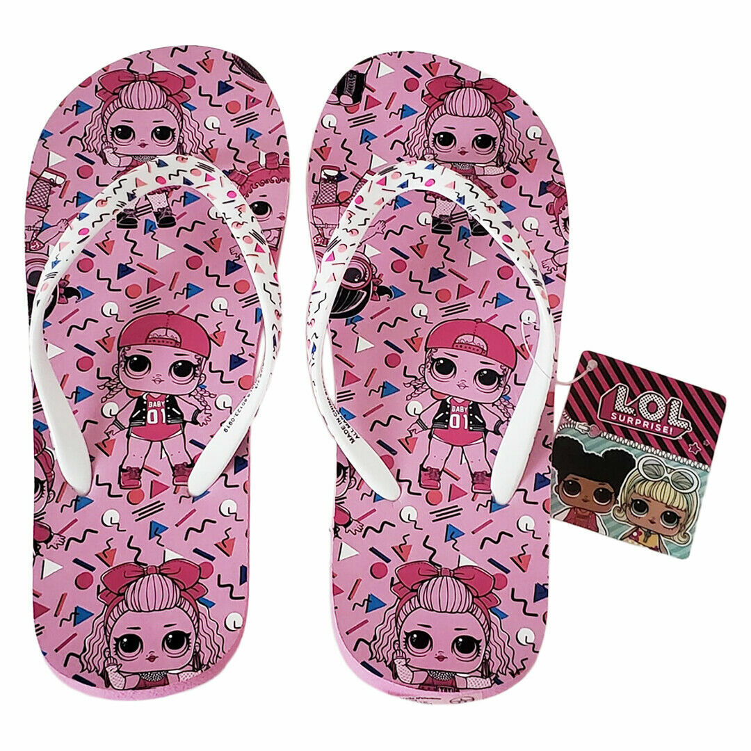 Nwt L.o.l. Surprise! Cute Little Girls Kids Pink Thong Flip Flops Sandals 2 - 3