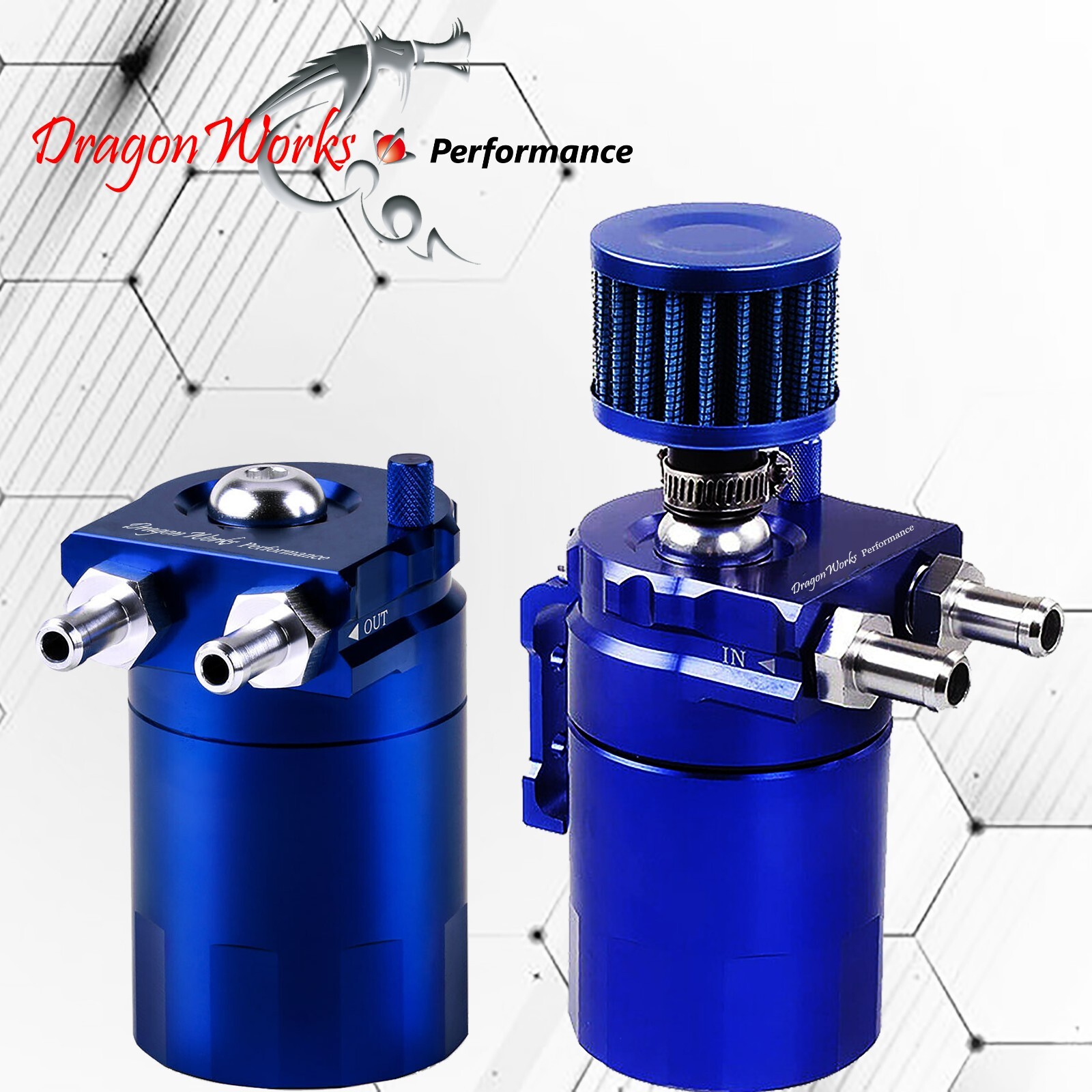 Oil Catch Can Baffled Tank Breather Filter Universal Blue Fits Aston Martin