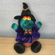 Vintage Dan Dee Halloween Witch Plush Orange Purple Green Scary 14" Tall