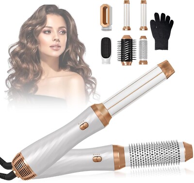6-in-1 Multifunctional Hair Styling Set: Ionic Volumizing Brush, Curling Wand