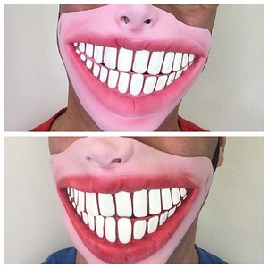 FUNNY HALF FACE BIG TEETH VENEERS RYLAN SMILE MASK LATEX FANCY DRESS STAG PARTY