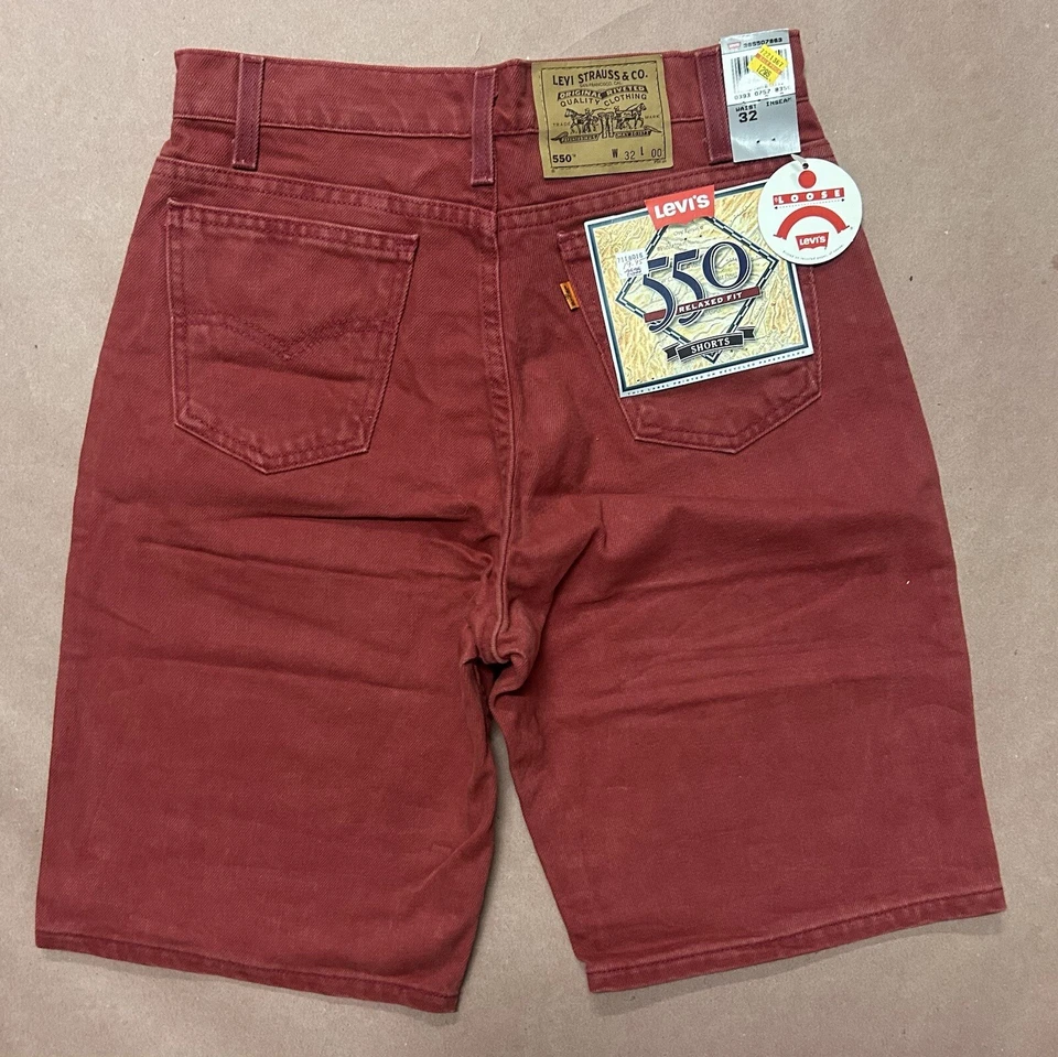 Pantalones Cortos Levis 550 Naranja Tab Años 90 De Colección, Sin Stock, Nuevos con Etiquetas Rojos, Talla 32w