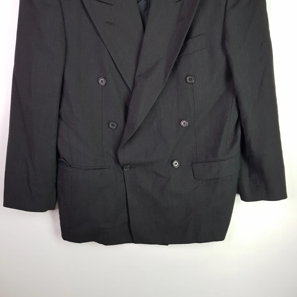Vintage 90s Studio Italia 100% Pure Wool Double Breast Blazer Mens 50R Black - Image 3 of 4