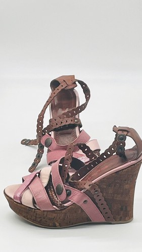 Scarpe Miss Sixty con cinghie zeppa sughero rosa pelle taglia 39 marroni tacchi zeppa sughero - Foto 2 di 14
