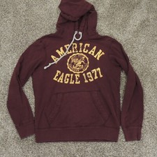 American Eagle Hoodie Sweatshirt Size Small Burgundy Maroon Athletic Fit