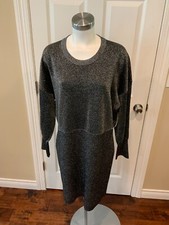 Michael Kors Shimmering Silver Long Sleeve Knit Dress, Size XXL NWT! $175