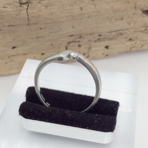 Platin Ring mit 1 x Diamant 0,09 ct Brillant 950 PT Gr. 55 #1818 - Picture 4 of 7