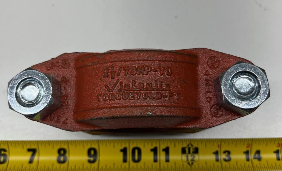 2-½" Victaulic Firelock Grooved Coupling Style 70 Ductile Iron Gasket Red Stripe - Image 2 of 2