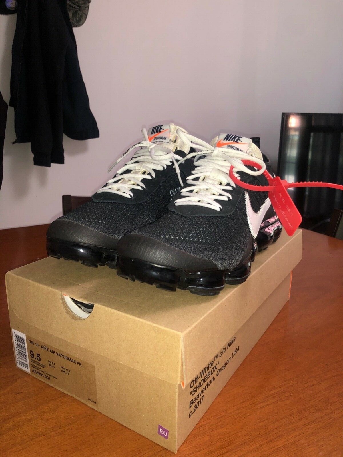 OFF WHITE X NIKE THE 10: NIKE AIR VAPORMAX FK x OFF WHITE Black White Clear US 9 5 EUR 43
