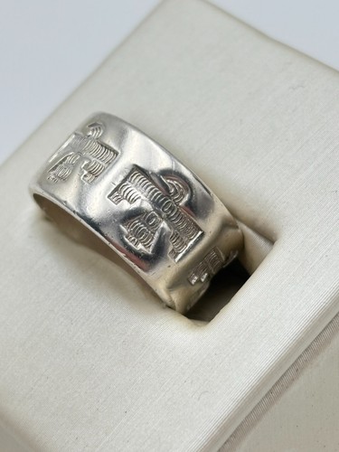 STERLING SILVER 925 BELL TRADING POST 10mm THUNDERBIRD BAND SIZE 6.5 RING 5.7g - Picture 4 of 12