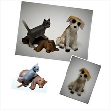 Krippenzubehör Tierfiguren Hund Katze verschiedene Varianten Set Krippenbau Deko