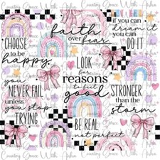 20oz Skinny Tumbler Sublimation Transfer Faith Over Fear Ready To Press