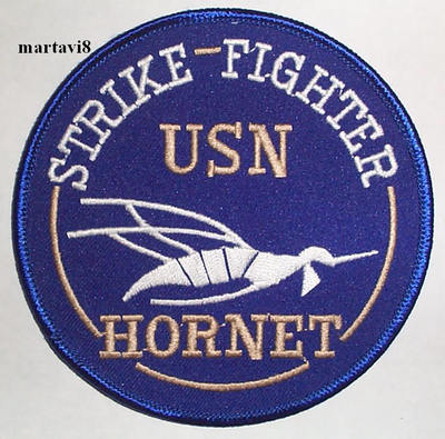 US. Navy F-18 Hornet ''''STRIKE FIGHTER'''' Flugzeugtuch Abzeichen/Aufnäher (F18-1)