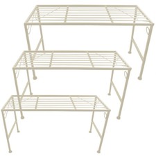 Metall Blumentreppe Blumenbank Pflanzentreppe 3-teilig klappbar P-14981 creme