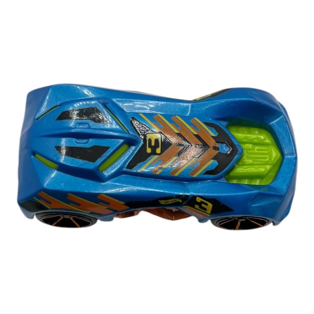 2014 Mattel Hot Wheels RD-03 Cast Model Race Car, Blue With Orange & Lime Green