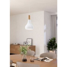 Pendant Light Teardrop White with Wood Finish Nordic Minimalist Single SABINAR