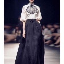Women's New Chinese Style Hanfu Short Sleeved Shirt with Horse Face Skirt