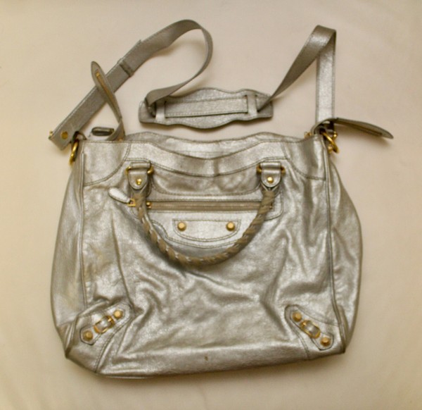 Balenciaga 2way City Crossbody Bag - Silver w/ Gold Hardware