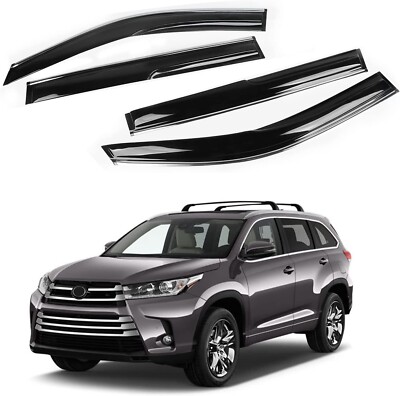 Black Rain Guards Side Window Wind Deflectors Vent Visors Fits 14-19 Highlander