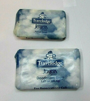 Two Old Travelodge Sleepy Bear Motel Bars Jergens Deodorant Soap 2 Sizes as seen